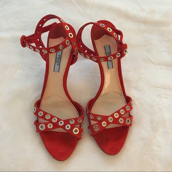 Prada Shoes - Prada orange strappy heels